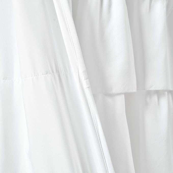 White Ruffled Tiered Curtain, 50×84 Inches Single Panel, Romantic Pleated Window Decoration