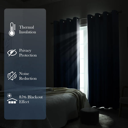 Navy Blue Gradient Blackout Curtains 52 x 84 Inches Long Gradient Room Blackout Insulation Energy Saving Grommet 2 Panel Curtains for Living Room, Bedroom
