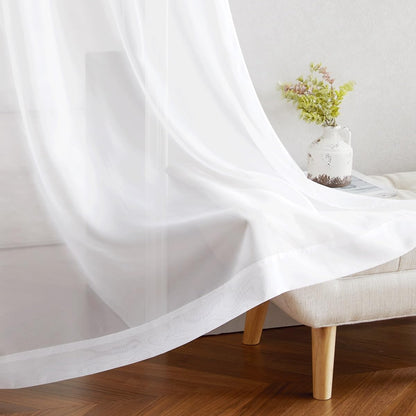 2 Panels White Sheer Curtains – Lightweight Voile Drapes for Bedroom, Living Room &amp; Archways | Grommet Top | 54"W x 84"L Each Panel | Total Width 108 Inches