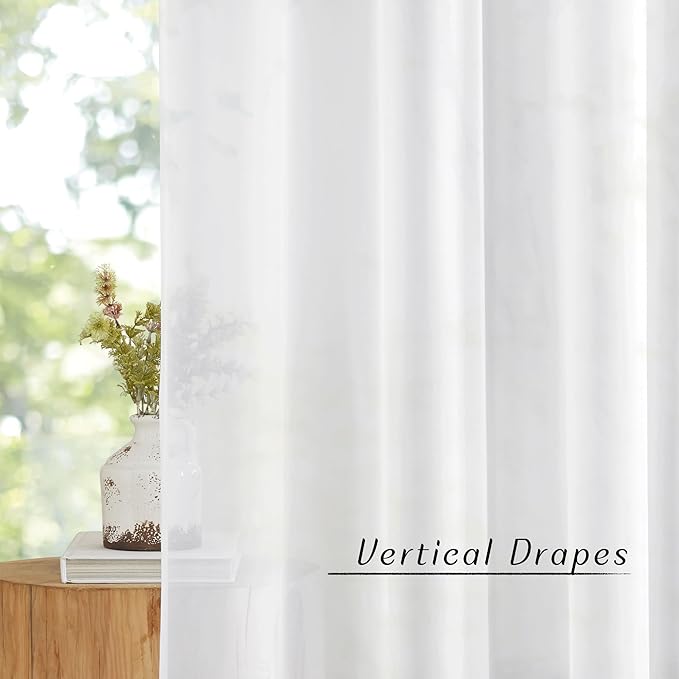 2 Panels White Sheer Curtains – Lightweight Voile Drapes for Bedroom, Living Room &amp; Archways | Grommet Top | 54"W x 84"L Each Panel | Total Width 108 Inches