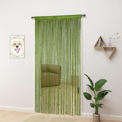 Beaded Curtains Beaded Curtains for Doorways Crystal Suitable for Interior Decoration and Partitions Hippie Wardrobe Curtains (Green, 39" x 79")