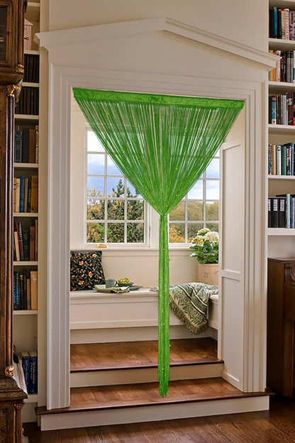 Beaded Curtains Beaded Curtains for Doorways Crystal Suitable for Interior Decoration and Partitions Hippie Wardrobe Curtains (Green, 39" x 79")