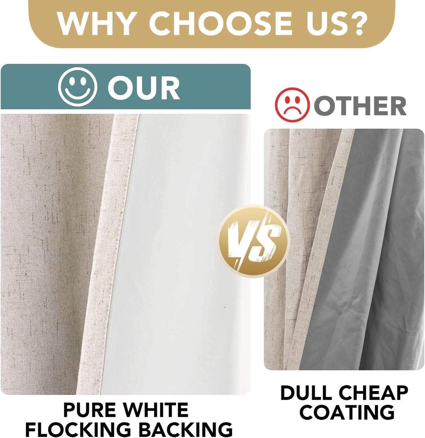 Linen Blackout Curtains Durable Thick Textured Linen Look 100% Blackout Patio Door Curtain Rust-Resistant Grommets Extra Wide Sliding Curtain 100" W x 84" L - Natural
