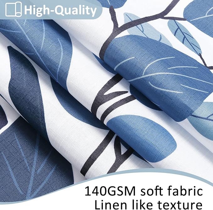 Floral Watercolor Leaf Shower Curtain Plant Natural Fabric Shower Curtain Country Plant Cloth Bathroom with Hooks 72x72