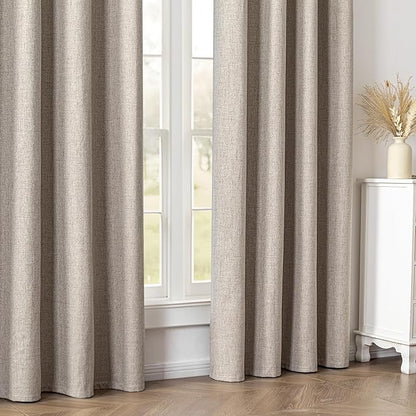 Blackout Curtains 84 Inch Length 2 Panels Set,100% Black Out Curtains for Bedroom Living Room, Thermal Insulated Darkening Drapes Privacy Window Home Deco (52x84 Inch, Linen)
