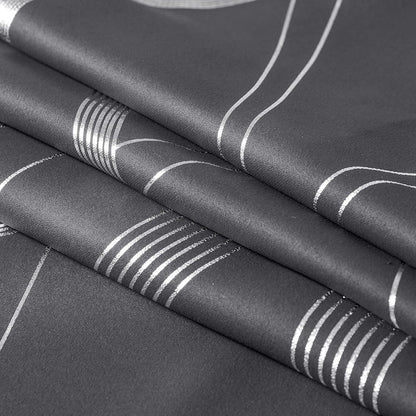 Gray Blackout Curtains for Bedroom/Living Room, 84" Long, 2-Pack, Noise Reducing Insulation Wavy Line Foil Print Curtains for Patio Sliding Glass Doors (52 x 84)