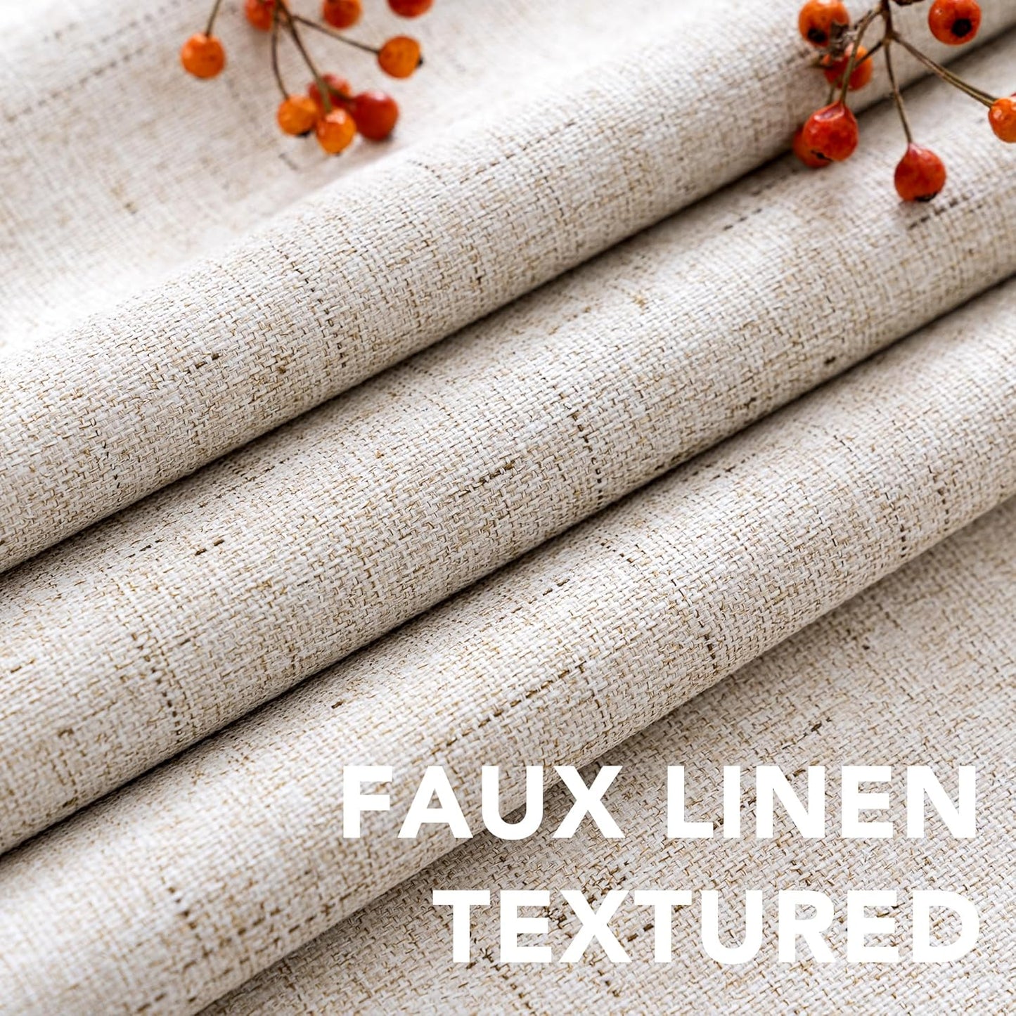 Linen Blackout Curtains Durable Thick Textured Linen Look 100% Blackout Patio Door Curtain Rust-Resistant Grommets Extra Wide Sliding Curtain 100" W x 84" L - Natural