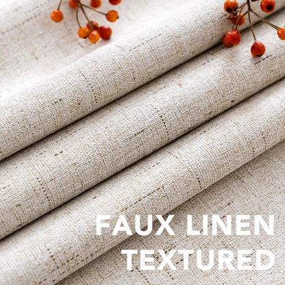 Linen Blackout Curtains Durable Thick Textured Linen Look 100% Blackout Patio Door Curtain Rust-Resistant Grommets Extra Wide Sliding Curtain 100" W x 84" L - Natural