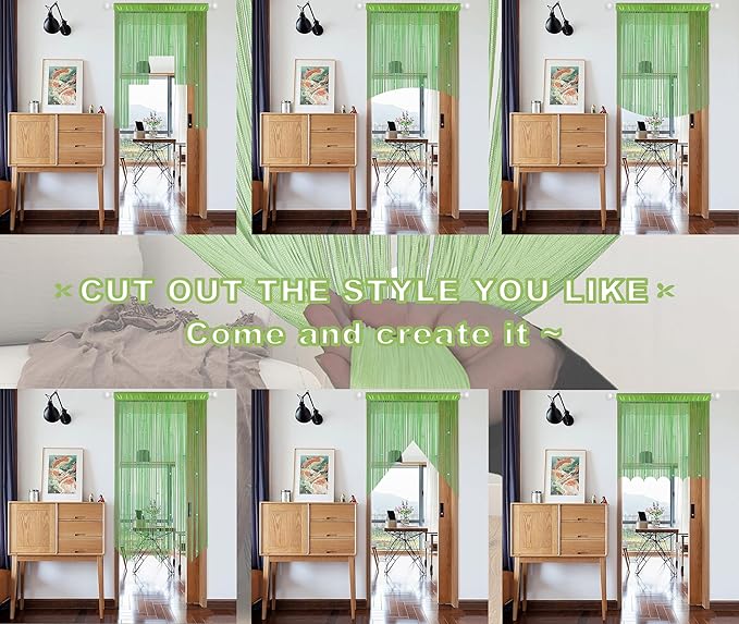 Beaded Curtains Beaded Curtains for Doorways Crystal Suitable for Interior Decoration and Partitions Hippie Wardrobe Curtains (Green, 39" x 79")