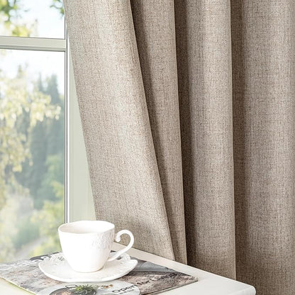 Blackout Curtains 84 Inch Length 2 Panels Set,100% Black Out Curtains for Bedroom Living Room, Thermal Insulated Darkening Drapes Privacy Window Home Deco (52x84 Inch, Linen)