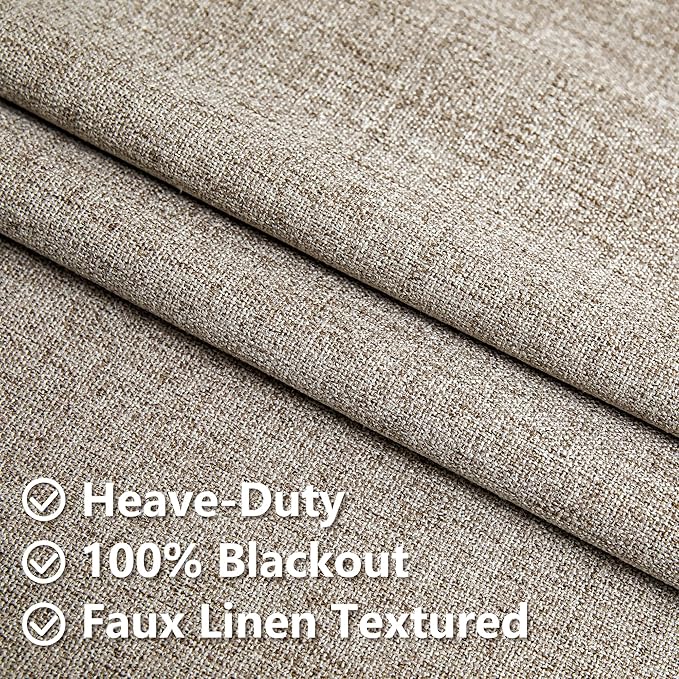 Blackout Curtains 84 Inch Length 2 Panels Set,100% Black Out Curtains for Bedroom Living Room, Thermal Insulated Darkening Drapes Privacy Window Home Deco (52x84 Inch, Linen)