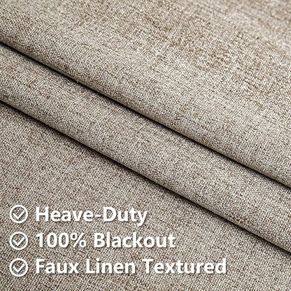 Blackout Curtains 84 Inch Length 2 Panels Set,100% Black Out Curtains for Bedroom Living Room, Thermal Insulated Darkening Drapes Privacy Window Home Deco (52x84 Inch, Linen)