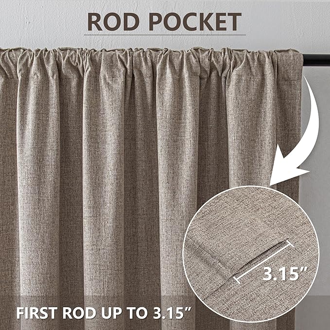 Blackout Curtains 84 Inch Length 2 Panels Set,100% Black Out Curtains for Bedroom Living Room, Thermal Insulated Darkening Drapes Privacy Window Home Deco (52x84 Inch, Linen)